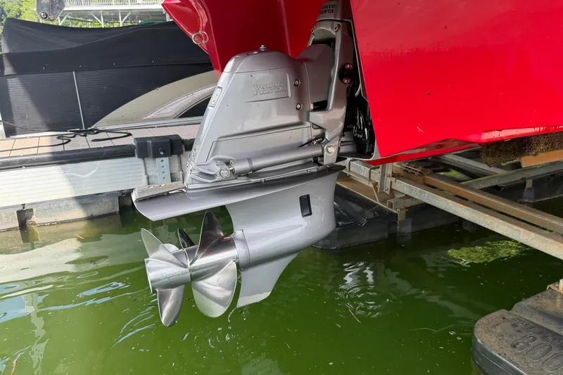 Slide: The Image of 2019 Cobalt R5 boat with Volvo Penta outdrive in marina setting. - 37