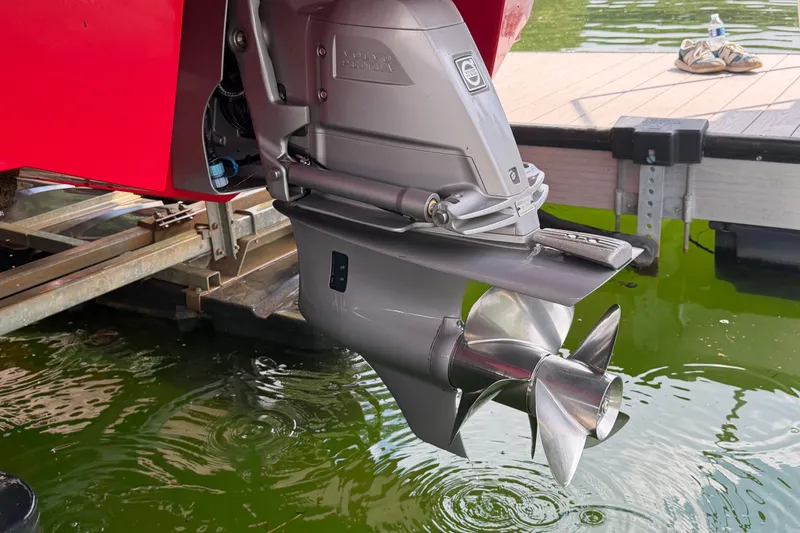 Slide: The Image of 2019 Cobalt R5 boat with Volvo Penta outdrive in water near dock. - 36