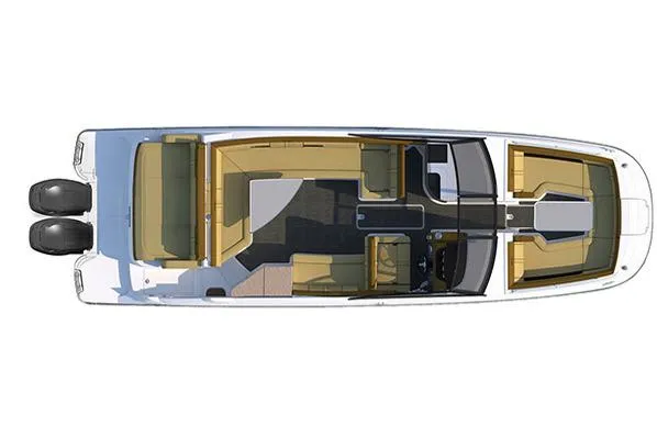Slide: The Image of Manufacturer Provided Image: Top view of 2016 Sea Ray 290 Sundeck Outboard boat layout. - 1