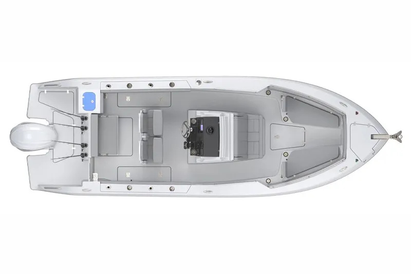 Slide: The Image of Manufacturer Provided Image: Top view of 2025 Pursuit S 248 Sport boat layout, showcasing seating and helm design. - 18