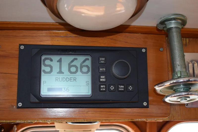 Slide: The Image of Digital navigation display on 1980 Cheoy Lee 52 Motorsailer showing rudder position. - 44