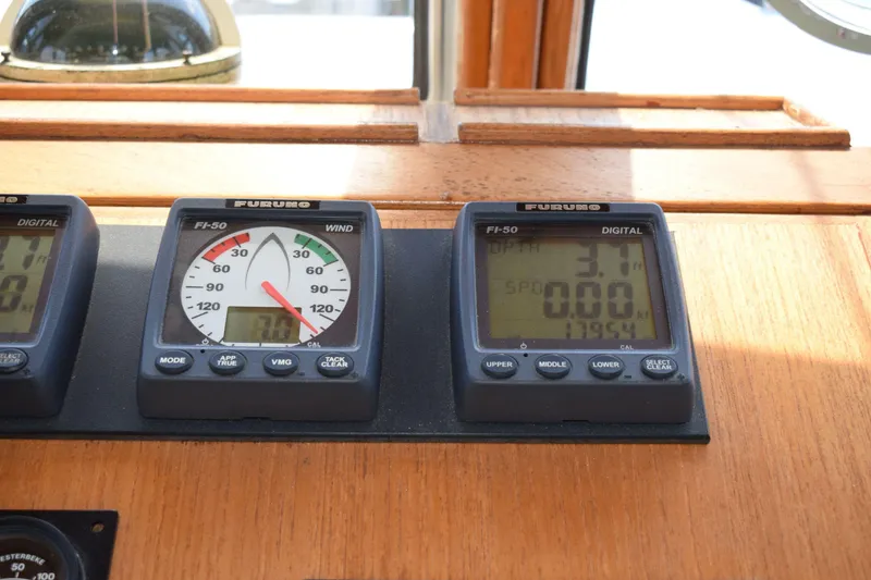 Slide: The Image of Furuno digital displays on 1980 Cheoy Lee 52 Motorsailer dashboard. - 47