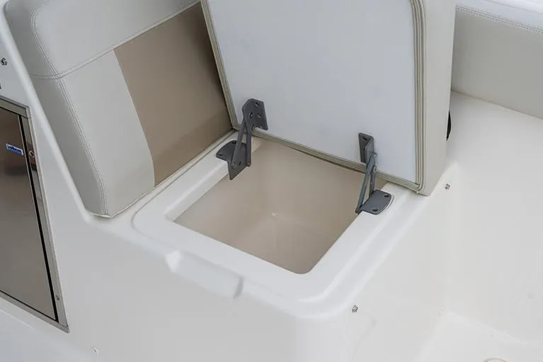 Slide: The Image of Manufacturer Provided Image: Open storage compartment on 2026 Boston Whaler 280 Vantage boat. - 16