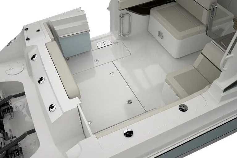 Slide: The Image of Manufacturer Provided Image: 2026 Boston Whaler 280 Vantage boat interior with seating and storage compartments. - 20