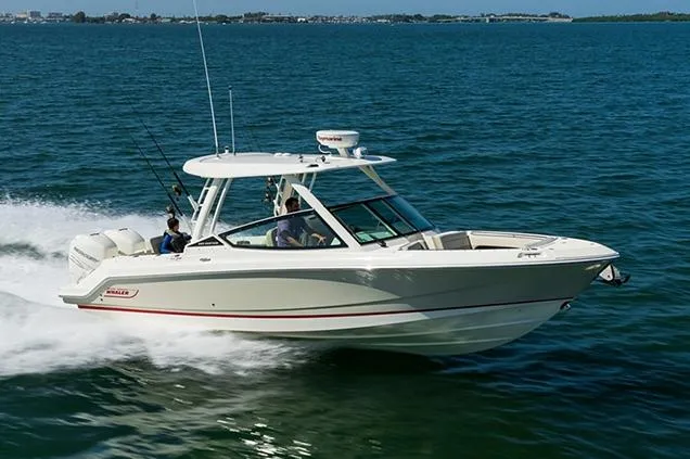 Slide: The Image of Manufacturer Provided Image: 2026 Boston Whaler 280 Vantage cruising on open water, showcasing sleek design and performance. - 1