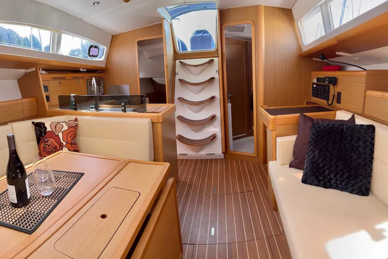 Slide: The Image of Interior of 2010 Jeanneau Sun Odyssey 42 DS yacht with elegant wood finish. - 11