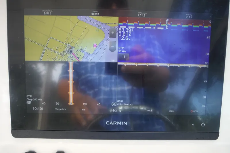 Slide: The Image of Garmin navigation display on 2021 Boston Whaler 240 Vantage boat dashboard. - 23