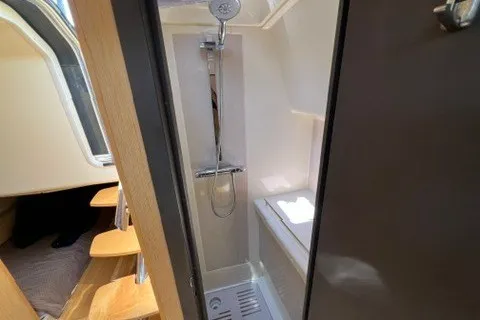 Slide: The Image of 2016 Chris-Craft Launch 36 interior shower and cabin area. - 27