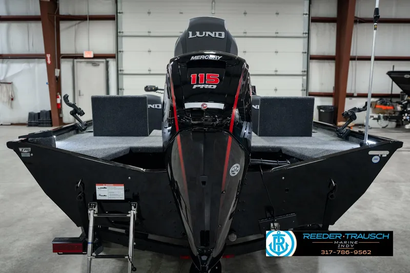 Slide: The Image of 2026 Lund 1875 Renegade boat with Mercury 115 Pro motor in showroom. - 8