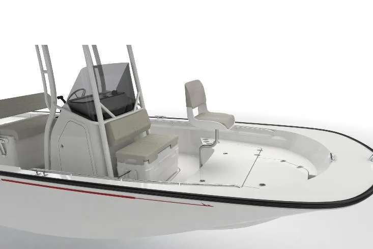 Slide: The Image of Manufacturer Provided Image: 2026 Boston Whaler 210 Montauk boat interior with seating and console. - 18