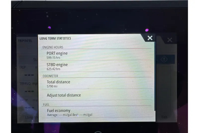 Slide: The Image of Display showing engine hours and odometer stats for 2022 Intrepid 345 Nomad SE. - 45