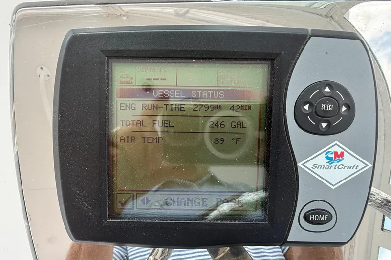 Slide: The Image of SmartCraft display showing vessel status on a 2007 Cabo 32 Express boat. - 42