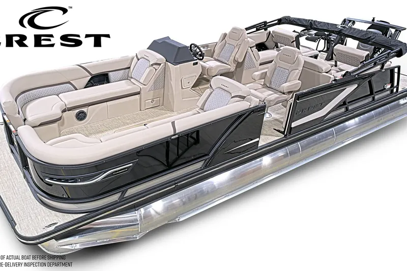 The Image of 2027 Crest Caribbean 260 SLRC pontoon boat with luxurious seating and sleek design. - 1