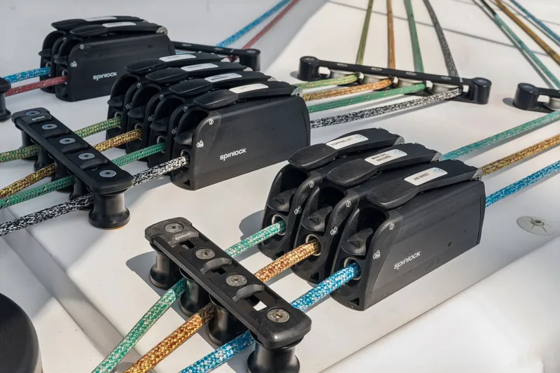 Slide: The Image of Close-up of Spinlock rope clutches on Balance 526 yacht, 2025 model. - 122