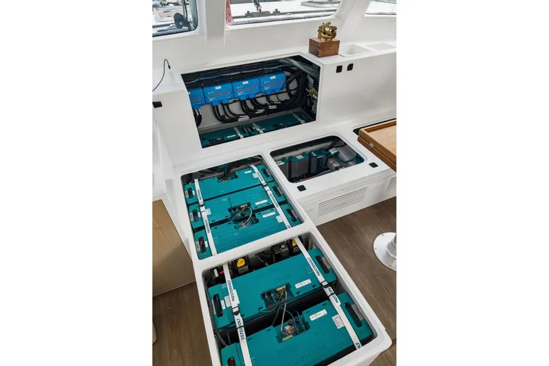 Slide: The Image of Electrical system of Balance 526 yacht, showcasing advanced battery setup, 2025 model. - 99