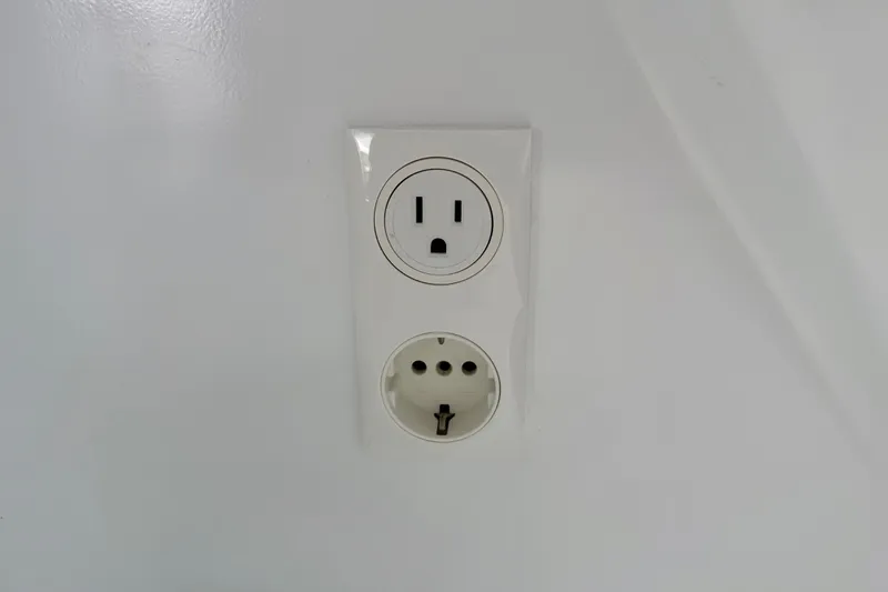 Slide: The Image of Dual electrical outlet on white wall, Balance 526 model, 2025 design. - 101