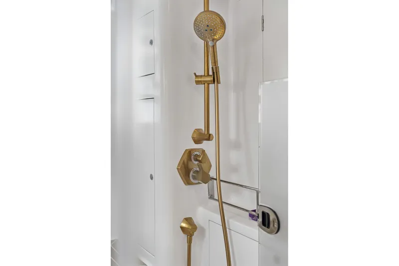 Slide: The Image of Gold shower fixture in modern bathroom, Balance 526 model, 2025 design. - 80