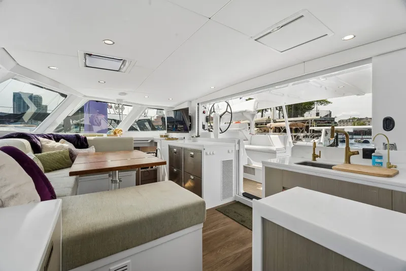 Slide: The Image of Luxurious interior of 2025 Balance 526 yacht with modern kitchen and seating area. - 57