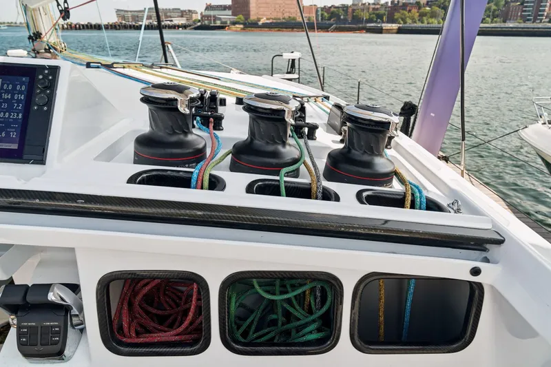 Slide: The Image of Sailing yacht deck with winches and ropes, Balance 526 model, 2025. - 120