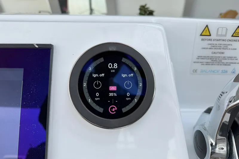 Slide: The Image of Digital display on Balance 526 yacht dashboard, showing power and ignition status. - 51