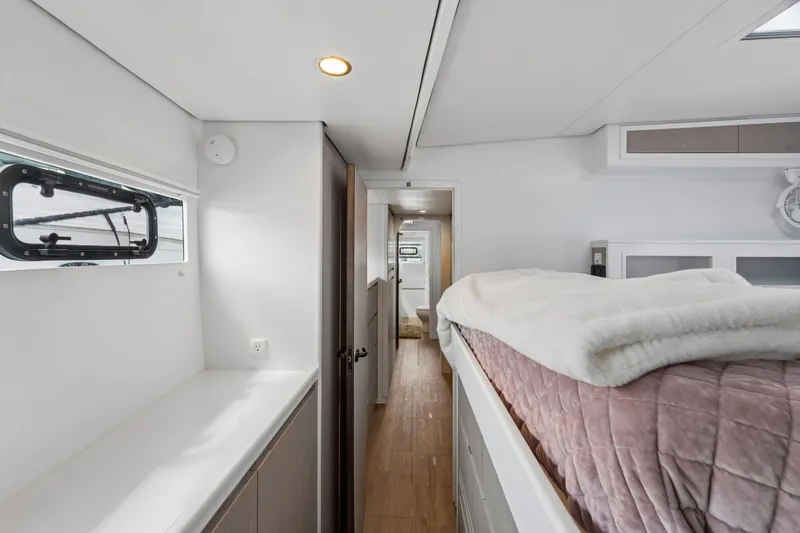 Slide: The Image of Modern interior of Balance 526 yacht, featuring a cozy bedroom with elegant design, 2025 model. - 72