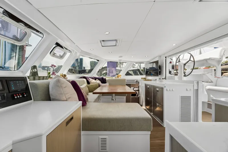 Slide: The Image of Luxurious interior of Balance 526 yacht, featuring modern seating and sleek design, 2025 model. - 52