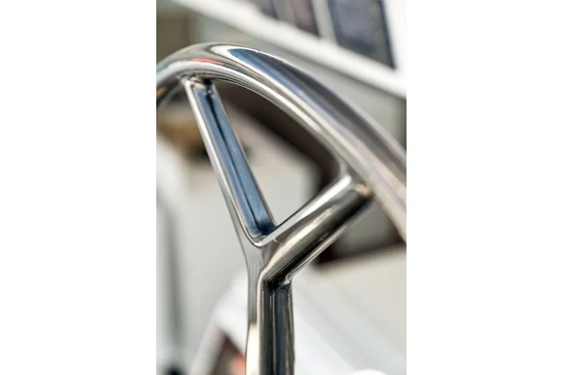 Slide: The Image of Close-up of a sleek, modern steering wheel on a 2025 Balance 526 yacht. - 31