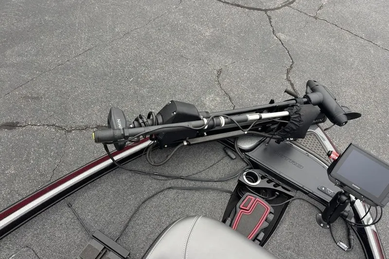 Slide: The Image of 2021 Nitro Z21 boat deck with trolling motor and electronic display. - 18