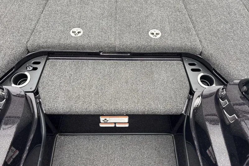 Slide: The Image of 2021 Nitro Z21 boat deck with storage compartments and cup holders. - 19