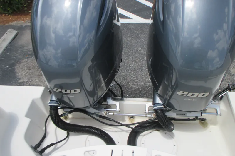 Slide: The Image of Twin Yamaha 200 outboard engines on a 2017 Sailfish 275 DC boat. - 10