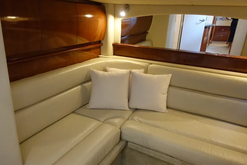 Slide: The Image of Luxurious interior of 2006 Sea Ray 44 Sundancer yacht with cream leather seating. - 35