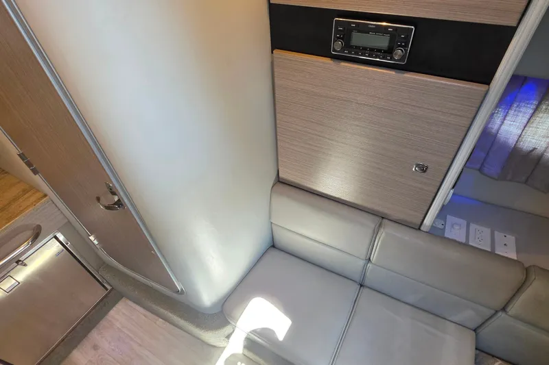 Slide: The Image of Interior of 2020 Formula 350 Crossover Bowrider OB, featuring modern seating and audio system. - 34