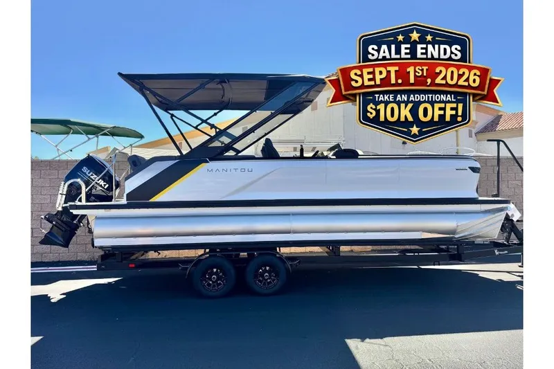 The Image of 2025 Manitou EXPLORE 24 pontoon boat on sale, $10K off, offer ends September 1, 2026. - 0
