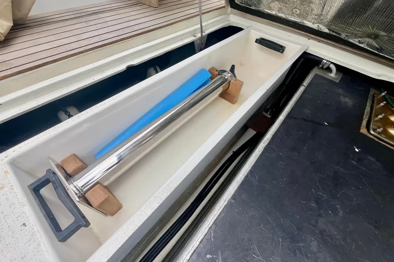 Slide: The Image of Storage compartment of a 2001 Little Harbor Whisper Jet 38 Prop boat. - 41