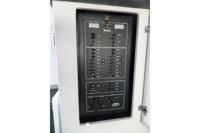 Slide: The Image of Electrical control panel on a 1994 Silverton 34 Aft Cabin Motor Yacht. - 57