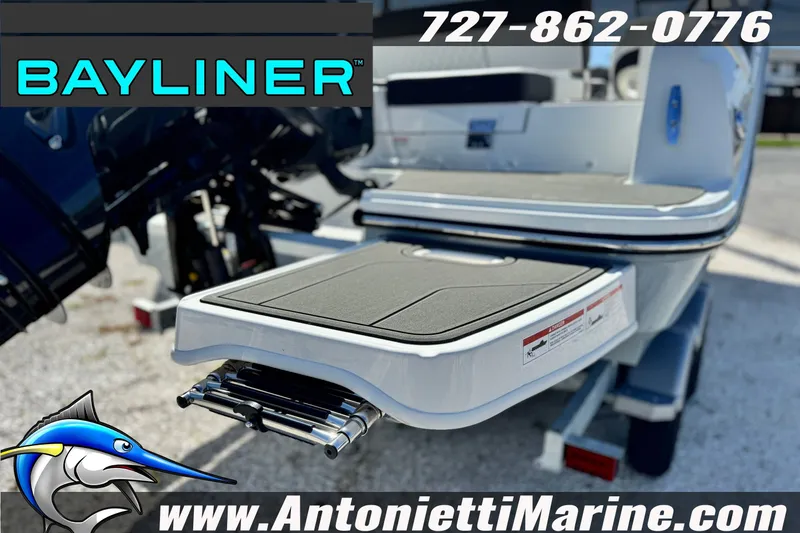 Slide: The Image of Bayliner D22 2026 boat with swim platform, displayed at Antonietti Marine. - 6