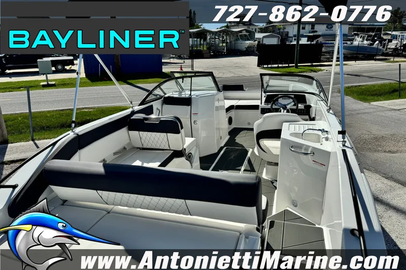 Slide: The Image of Interior view of 2026 Bayliner D22 boat at Antonietti Marine dealership. - 10