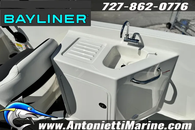 Slide: The Image of 2026 Bayliner D22 boat interior with sink and seating, featuring Antonietti Marine branding. - 29