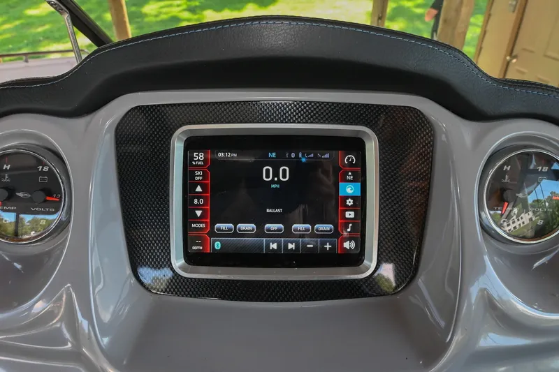 Slide: The Image of Dashboard of 2019 Chaparral Vortex 2430 VRX with digital display and gauges. - 39
