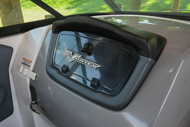 Slide: The Image of 2019 Chaparral Vortex 2430 VRX dashboard with Vortex logo detail. - 32