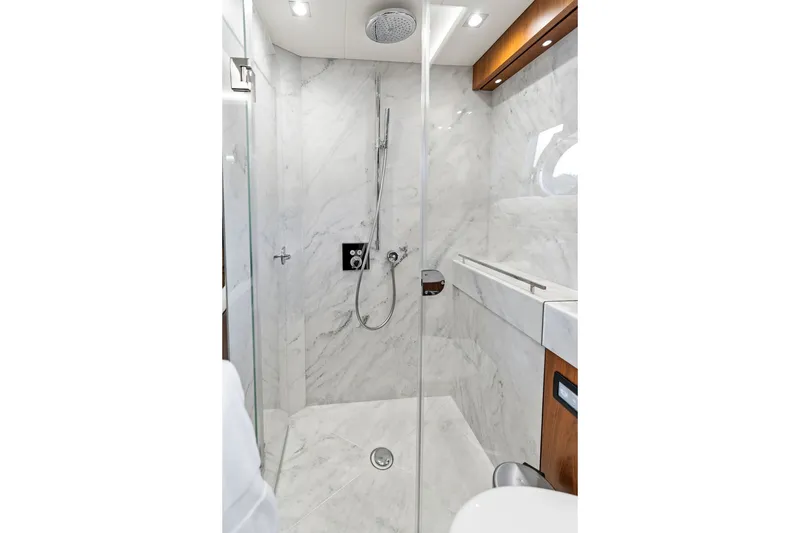 Slide: The Image of Luxurious marble shower in 2019 Sunseeker 86 Yacht bathroom. - 95