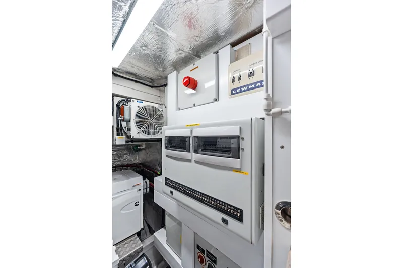Slide: The Image of Electrical control panel in the engine room of a 2019 Sunseeker 86 Yacht. - 144