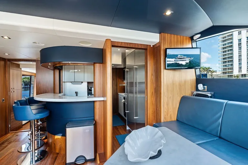 Slide: The Image of Luxurious interior of 2019 Sunseeker 86 Yacht with modern design and elegant furnishings. - 116