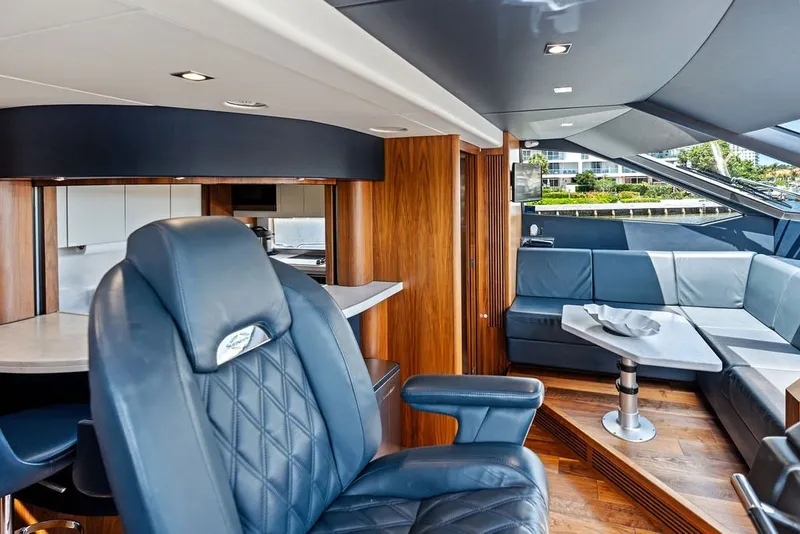 Slide: The Image of Luxurious interior of 2019 Sunseeker 86 Yacht with elegant seating and modern design. - 121