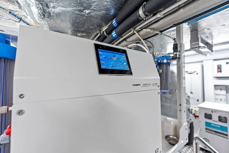 Slide: The Image of Engine room of 2019 Sunseeker 86 Yacht with advanced control panel. - 146