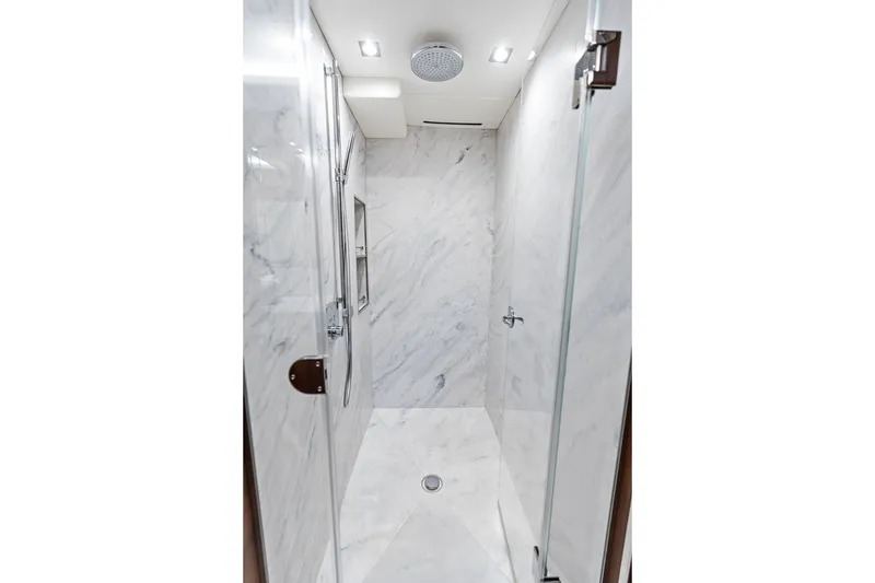 Slide: The Image of Luxurious marble shower in 2019 Sunseeker 86 Yacht bathroom. - 80