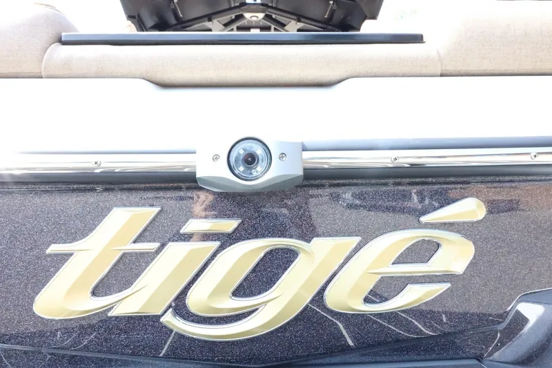 Slide: The Image of Close-up of the Tigé Z3 stern with camera and logo. - 16