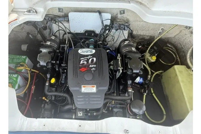 Slide: The Image of Engine compartment of a 2008 Crownline 200 LS boat with MerCruiser 5.0 MPI engine. - 19