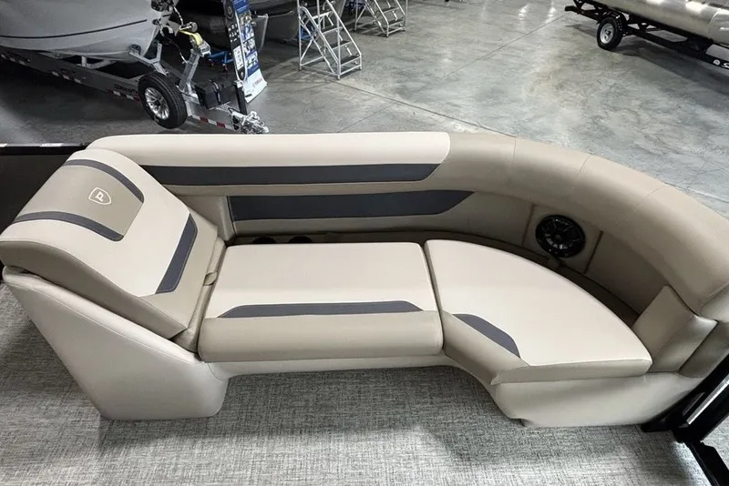 Slide: The Image of Luxurious seating on 2027 Premier 220 Sunscape RL - CL pontoon boat, featuring sleek design. - 12