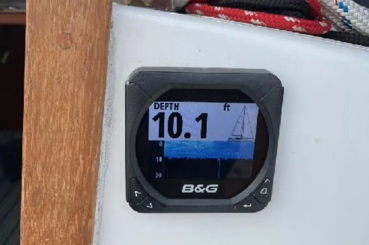 Slide: The Image of Depth gauge on 1987 Tartan 34-2 sailboat showing 10.1 feet. - 10
